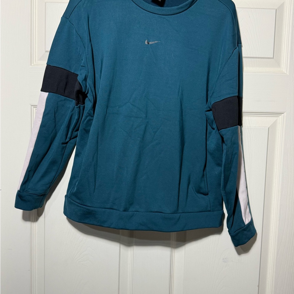 Nike Teal Crewneck Sweatshirt – Black & White Sleeve Panels – Size S
